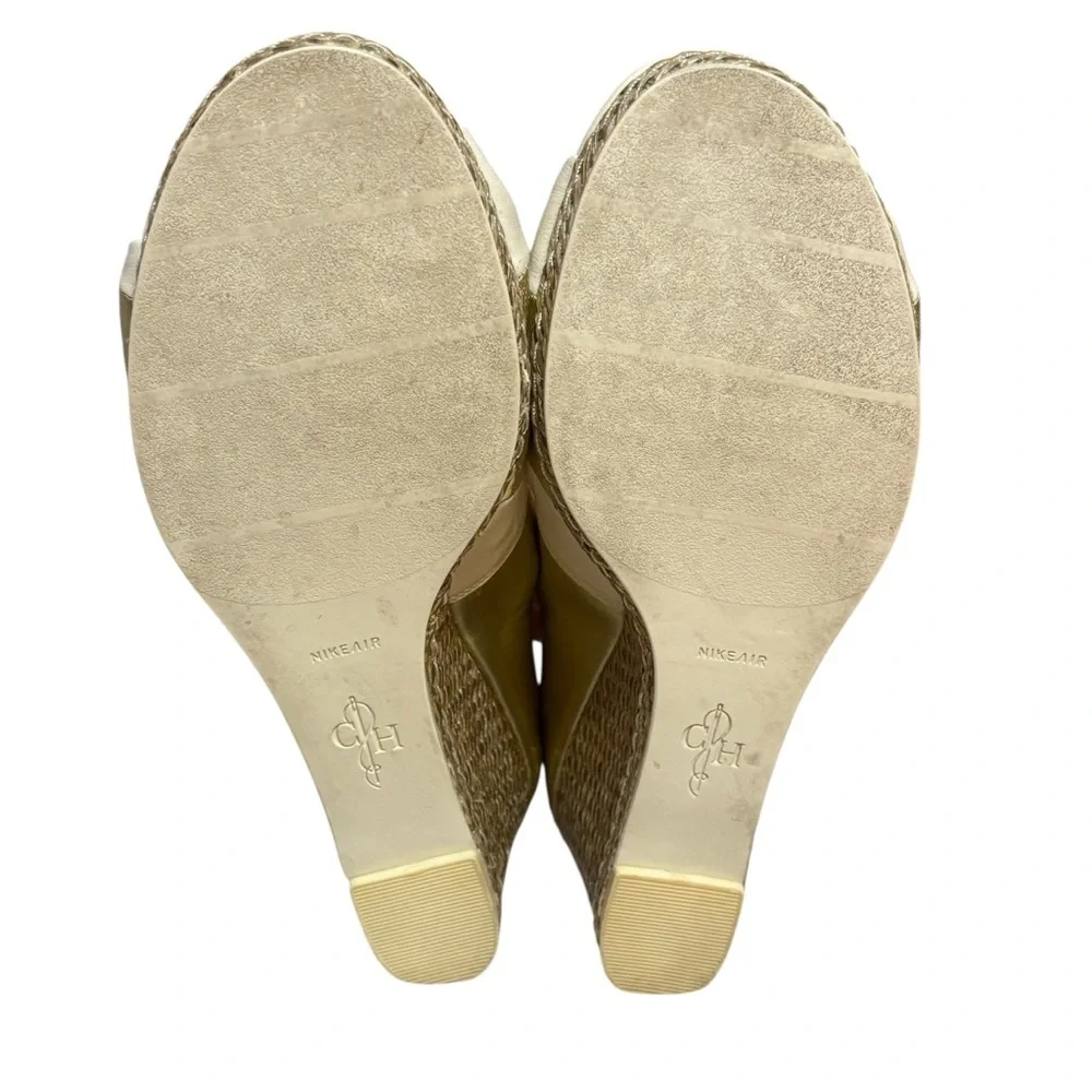 Cole Haan wedges gold white twist peep toe Nike Air sole size 9 US women’s